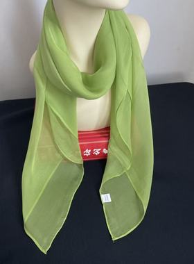 春秋新款 桑蚕丝纯色真丝薄款透明方巾88厘米丝巾女果绿色百搭款