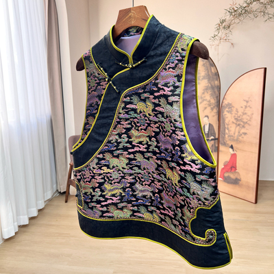 拉贝碧新中式香云纱桑蚕丝马甲