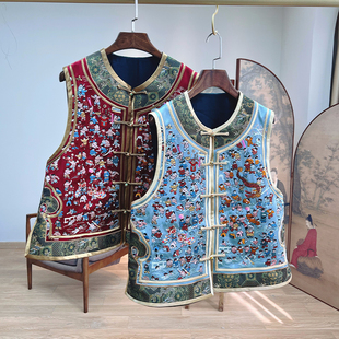 拉贝碧 买一送一】百子送福新中式中国风宋锦刺绣双面独特穿马甲