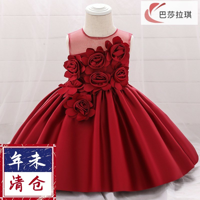 2022新款小女孩女童连衣裙满月周岁宝宝礼服花童婴幼儿婚纱公主裙