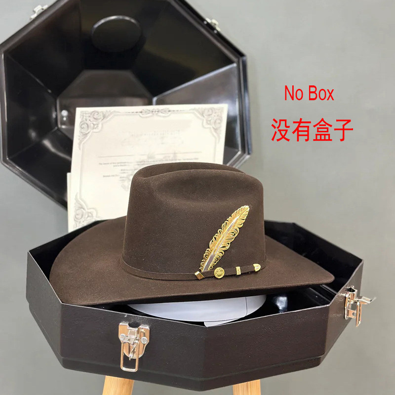 黄石款羽毛硬顶挺括复古纯羊绒户外西部牛仔蒙大拿礼帽遮阳保暖