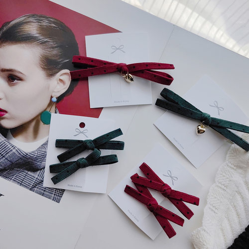 Sarah in Korea韩国 秋冬圣诞年会气息刘海侧面边夹鸭嘴夹红绿色