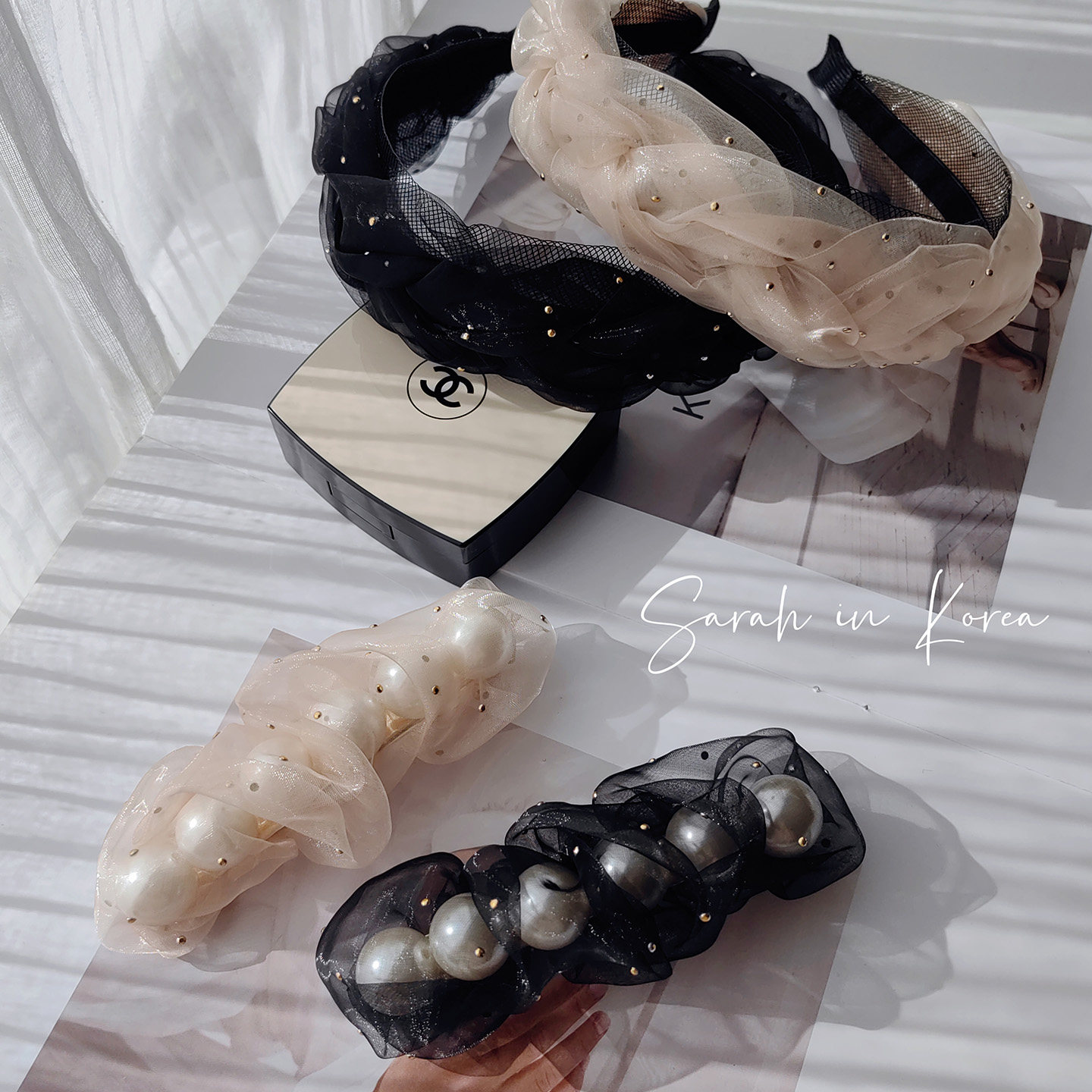 Sarah in Korea韩国 纱纱金色装饰温柔系列发饰弹簧夹发箍