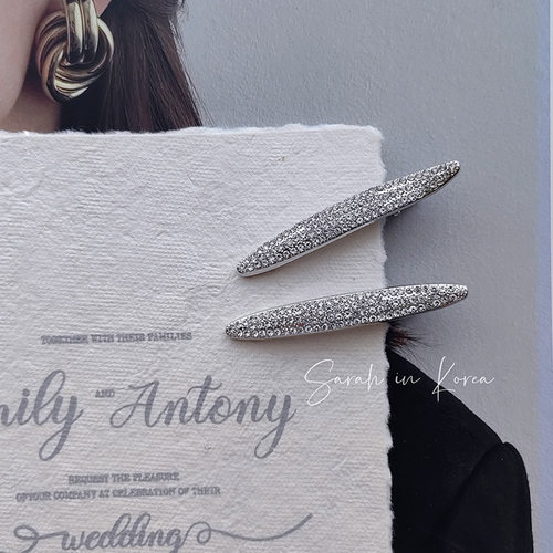 Sarah in Korea韩国 柳叶形闪钻鸭嘴边夹刘海夹侧面单个包邮