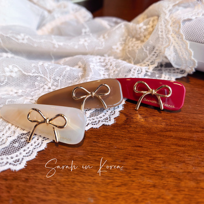 Sarah in Korea韩国 丝带蝴蝶结装饰鸭嘴夹侧面刘海边夹