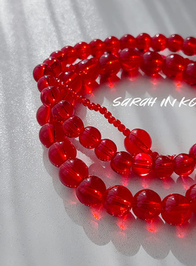 新年红色珠子手链韩国