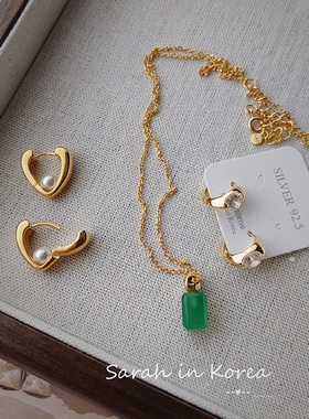 925银绿原石短项链颈链