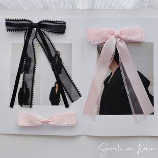 Sarah in Korea韩国 2025Jenny同款蝴蝶结长飘带弹簧夹发夹顶夹