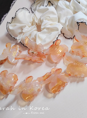 Sarah in Korea韩国 晨曦微光橙色蝴蝶小发抓乳白发圈发饰系列