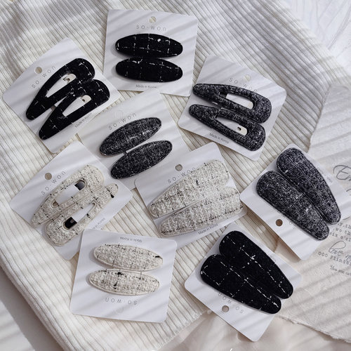 Sarah in Korea韩国 2026冬花呢黑白灰气质BB掰掰对夹边夹侧面夹