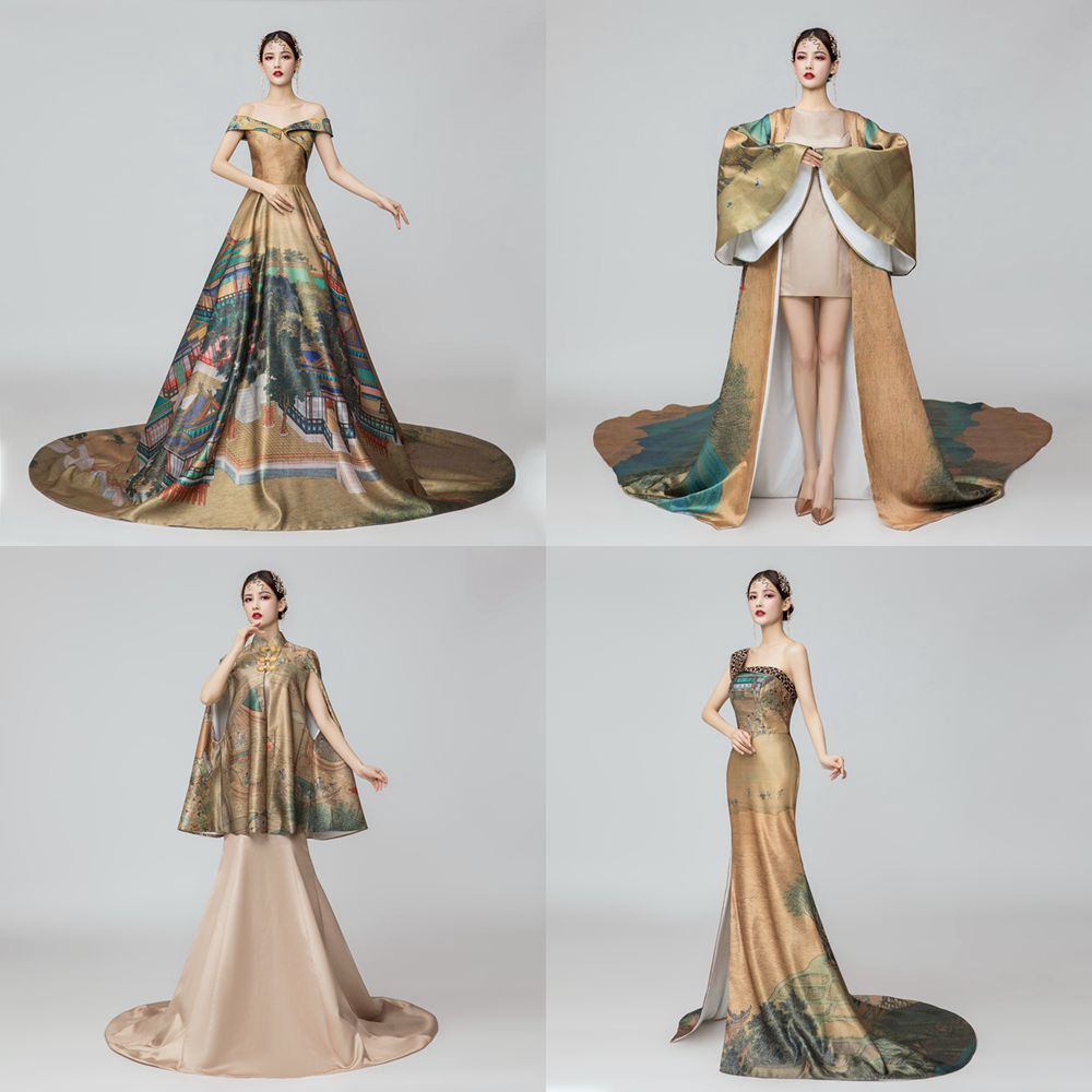 清明上河图水墨中国风商演t台