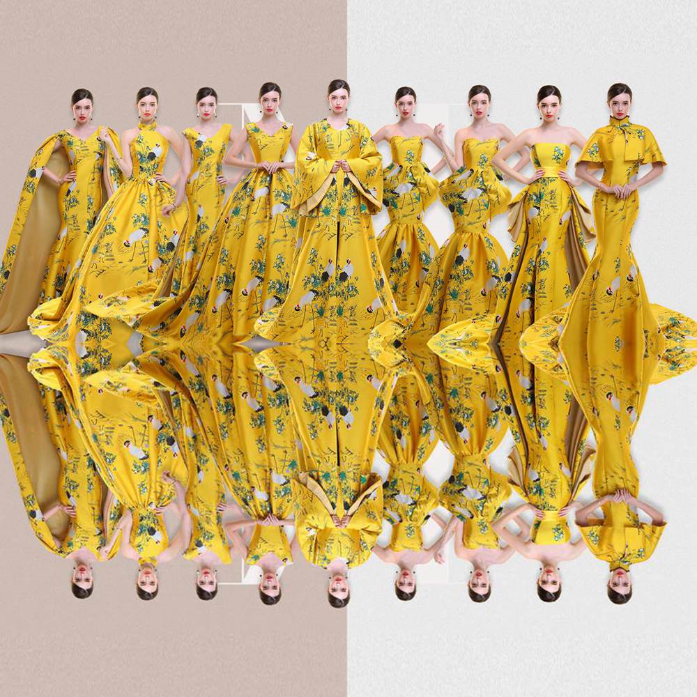 礼服新中国风仙鹤主持走秀静展