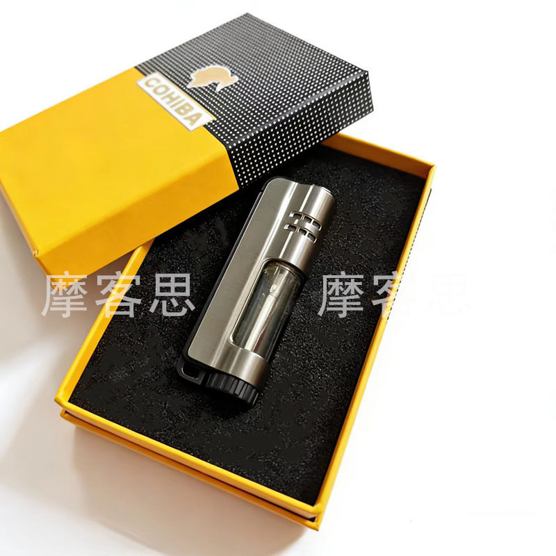 金属防风雪茄专用充气打火机礼盒