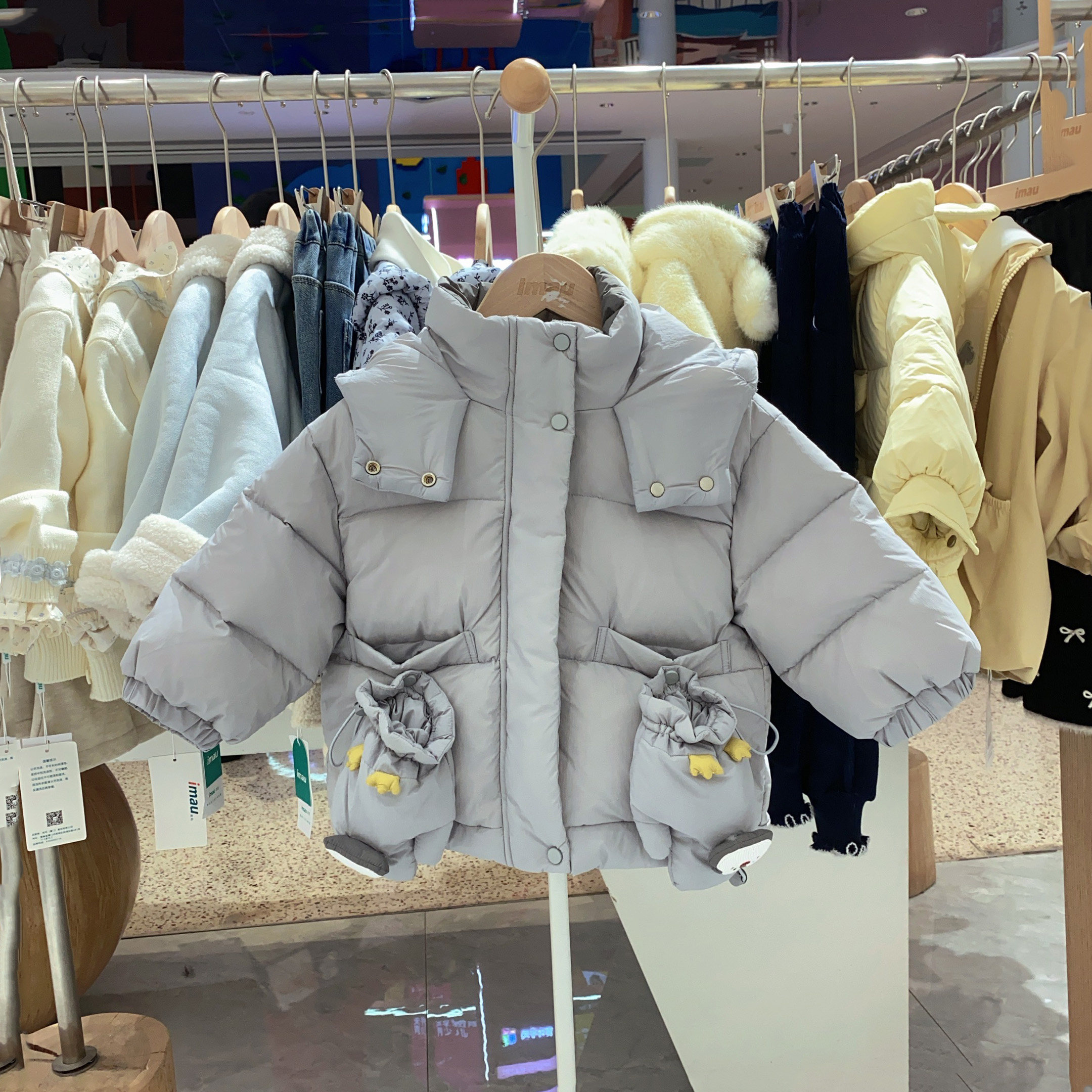 冬季新款imau奕玛男小童装儿童外套加厚滑雪羽绒服手套54SF102006