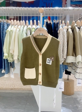 春秋款imau奕玛男小童装百搭背心儿童针织开衫马甲43SF110187