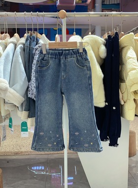 2025冬季imau奕玛童装女小童儿童加绒心心微喇牛仔裤58SF350100