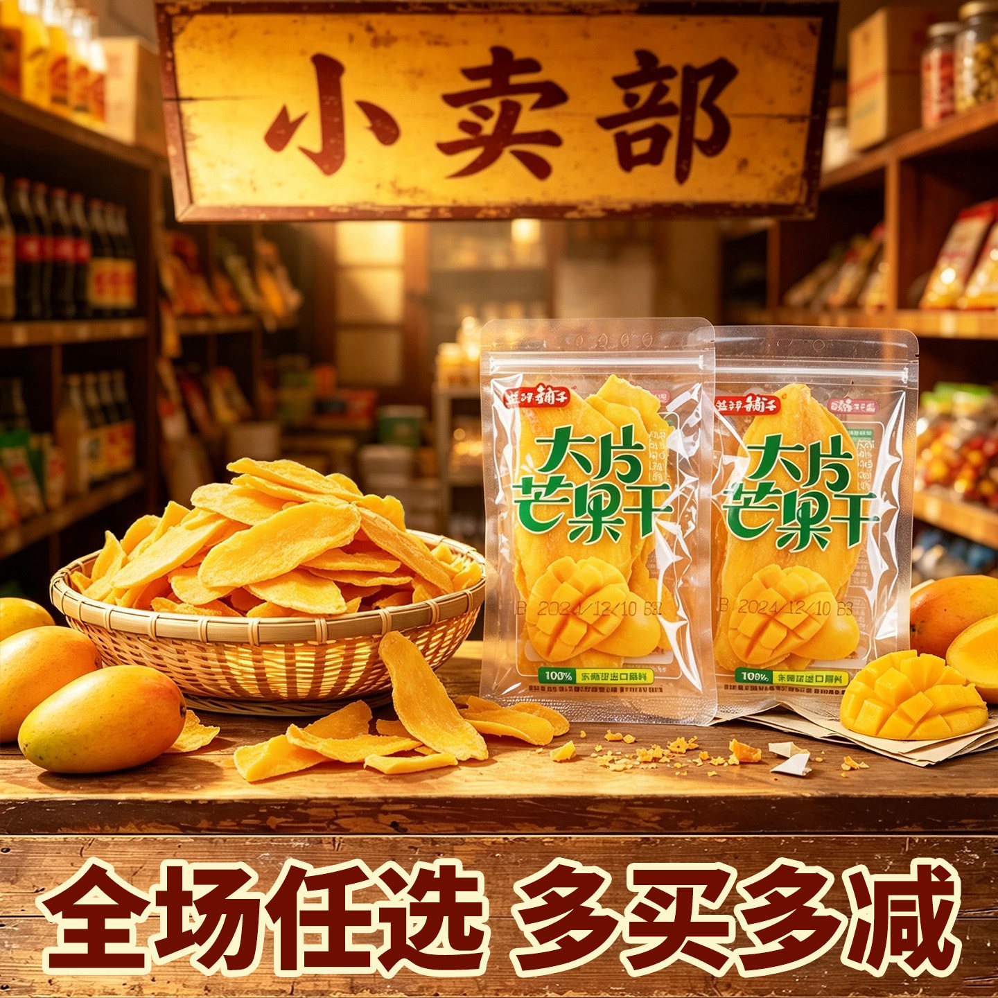 盐津铺子芒果干蜜饯水果干果脯办公居家休闲追剧小包装散称零食品