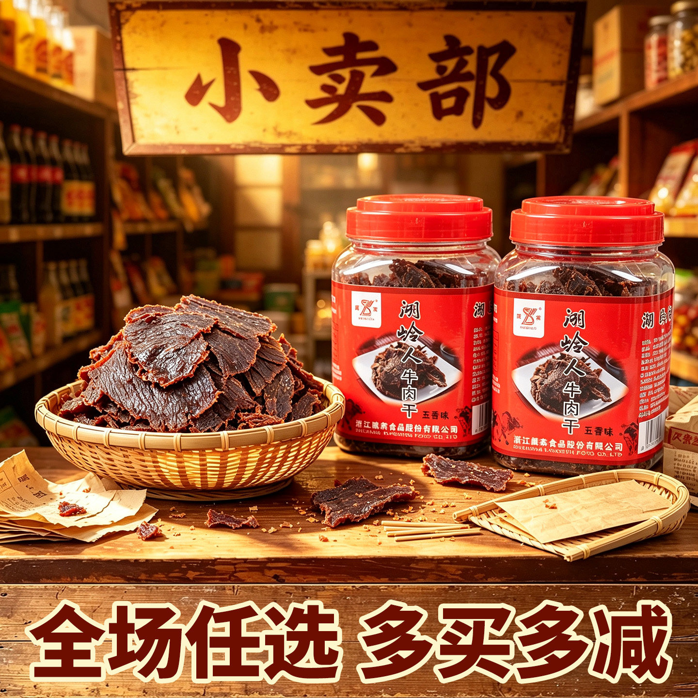 康森温州特产即食手撕牛肉片桶装