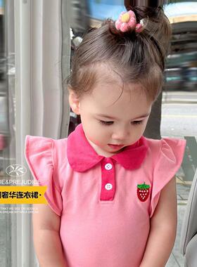 2026女童休闲夏季新款polo裙女宝宝公主裙短袖连衣裙中小童背心裙