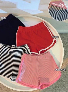 女宝宝短裤2026夏季新款儿童透气宽松舒适五分面包裤撞色花苞裤