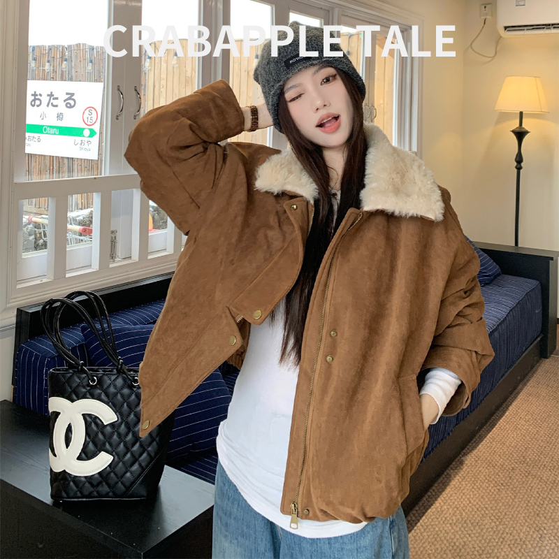 秋冬外套女冬宽松休闲百搭鹿皮绒