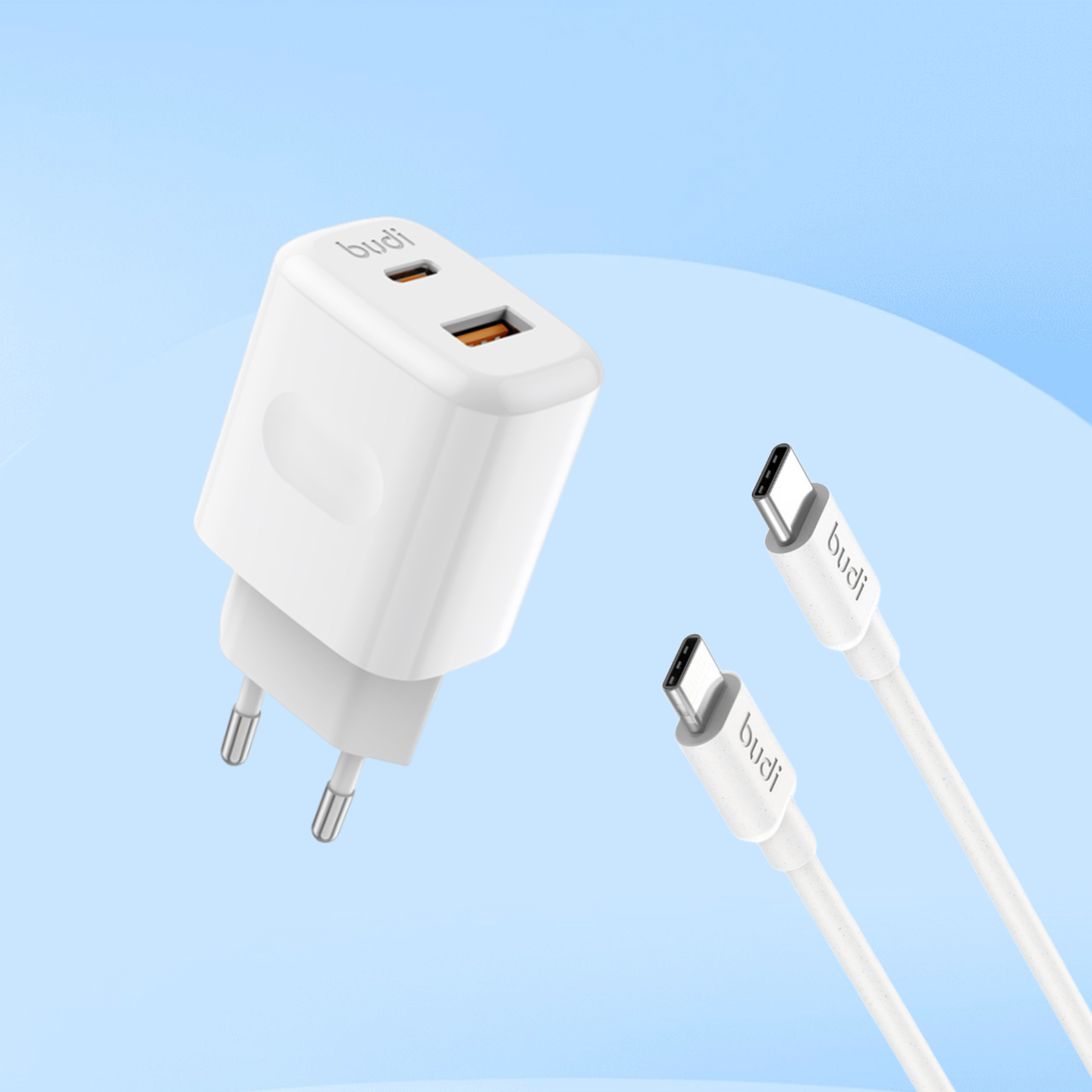 B U D I 欧标圆脚旅游充电线充电头一套装PD快充30W33W适用于iPhone17615 Typec口闪充苹果C安卓三星小米手机