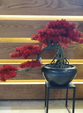 新中式风别墅大圆桌楼道陶瓷花瓶