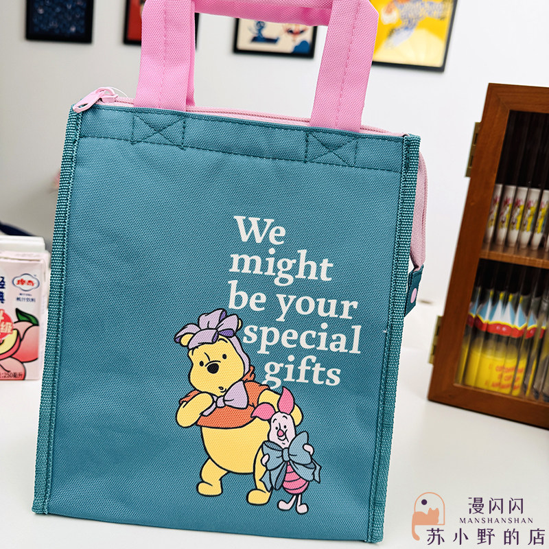 日本正版维尼小熊便当保温袋包幼儿童中午餐手提饭盒袋妈咪小拎包