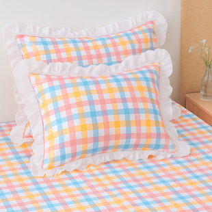 花边沙发腰枕靠垫彩虹格抱枕含芯枕套床单被套四件套餐桌布水洗棉