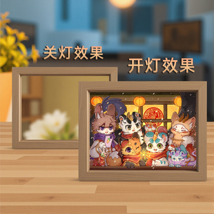有兽焉镜子灯光画天禄辟邪四不像吐宝周边相框摆件小夜灯新年礼物