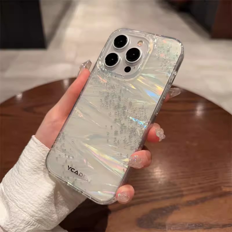 镭射贝壳纹适用iPhone16手机壳全包硅胶苹果14防摔保护套网红爆款