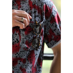 柴米印花Aloha古巴领短袖衬衫男宽松夏威夷沙滩休闲泰式复古咔叽