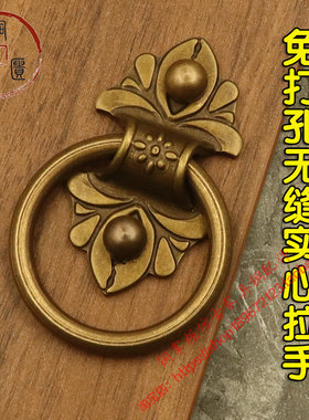 免打孔仿古铜拉手老式花格门把手