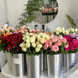 铝制养花桶醒花铝桶水植绿培插花桶商场酒店花艺花店摆件高档时尚