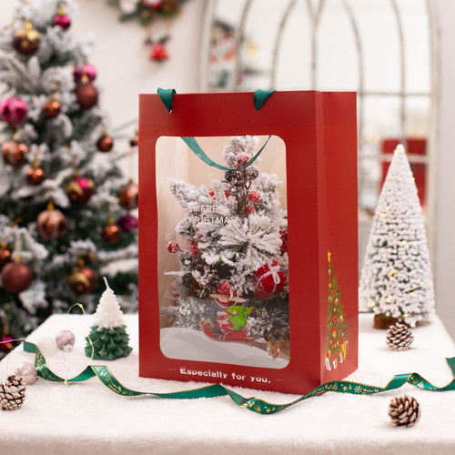 圣诞节礼品手提袋透明橱窗平安夜