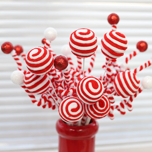 圣诞节花束配饰棒棒糖扭扭棒糖果插枝花瓶摆件装饰节日气氛花艺