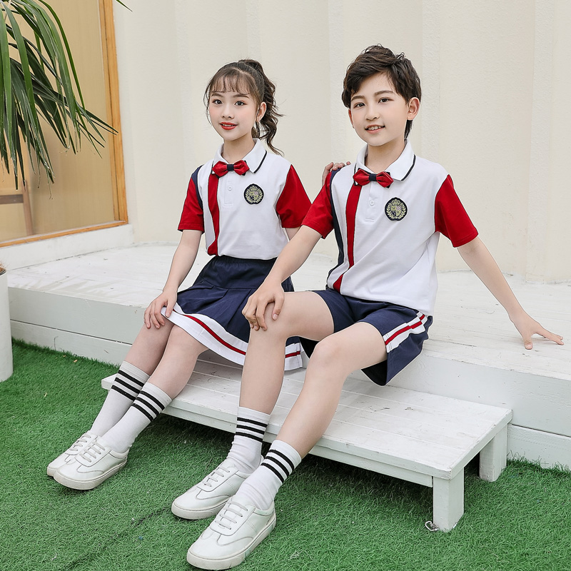 儿童短袖兰色新款运动装小学校服