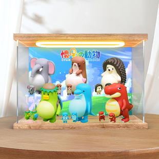 适用怀孕的动物第三弹盲盒手办可爱公仔玩具亚克力回灯场景收纳盒
