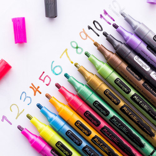 广纳S535-12色金属闪光笔水性记号笔美术画材涂鸦笔手账彩色笔