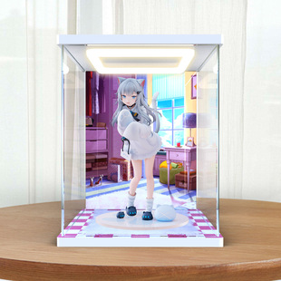 适用 Nachoneko 甘城猫猫 手办模型高清展示盒亚克力回型灯收纳盒
