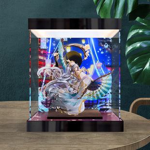 适用 虚拟歌手 洛天依 月华流转 手办模型亚克力透明盒灯光收纳盒