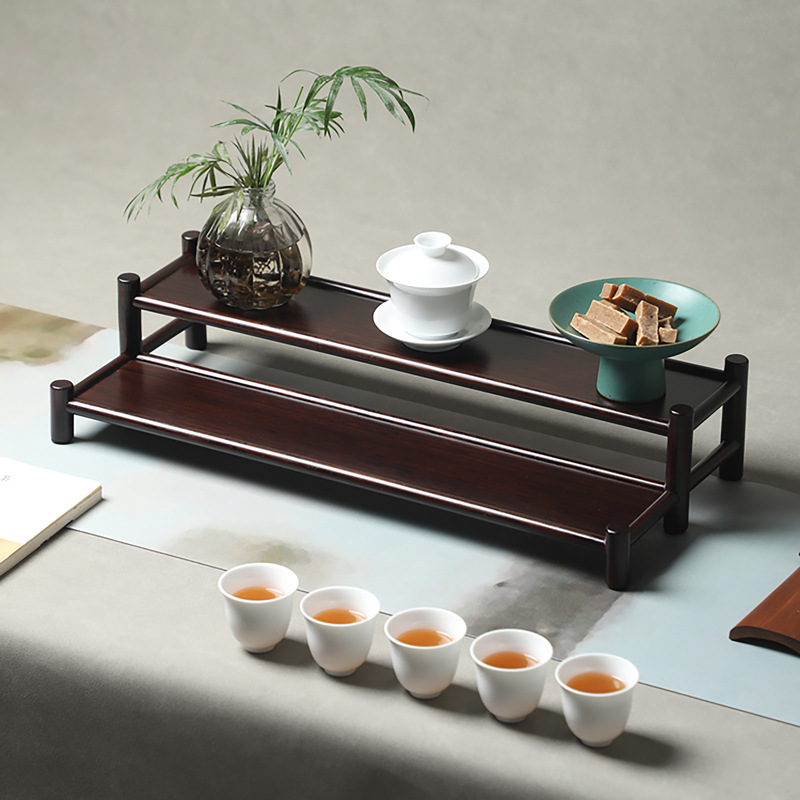 中式多层茶具收纳展示架