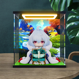 适用原神 童年小甘雨 Q版 手办模型回型灯款亚克力彩绘背景收纳盒