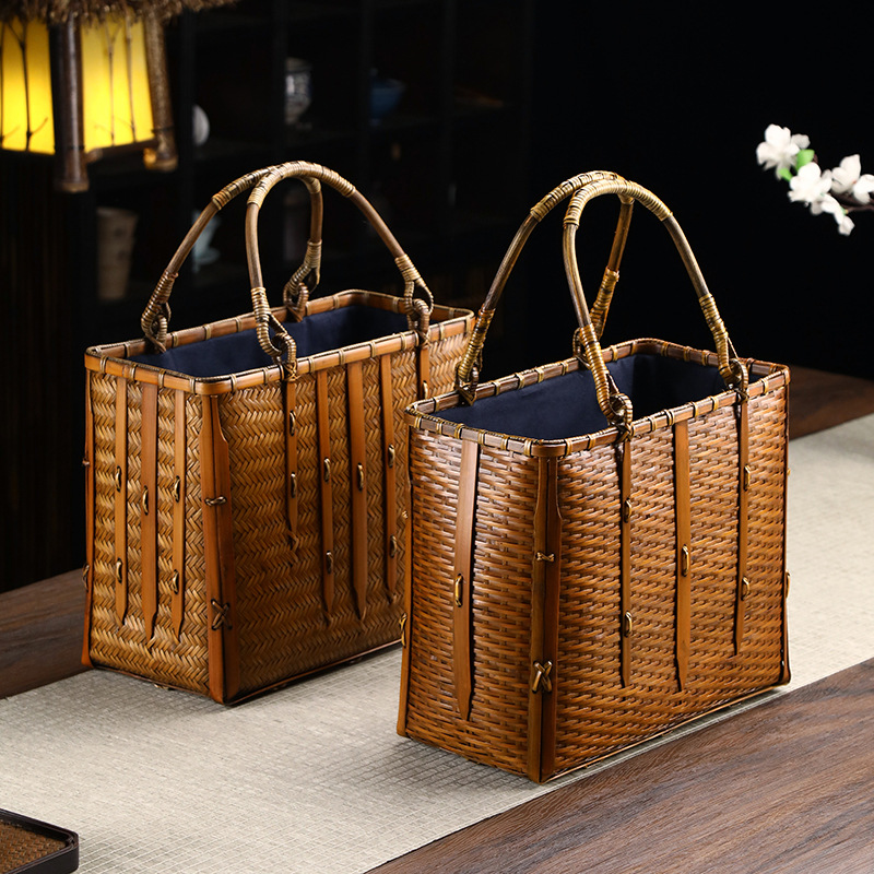 手工竹编手提包复古挎包