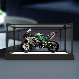适用42170机械组川崎Ninja H2R摩托车积木亚克力合金框展示盒