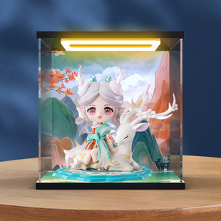 适用王者荣耀 遇见神鹿 瑶 Q版手办模型回灯亚克力彩绘背景收纳盒