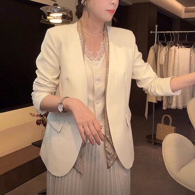 春季时尚无领西服女气质百搭潮