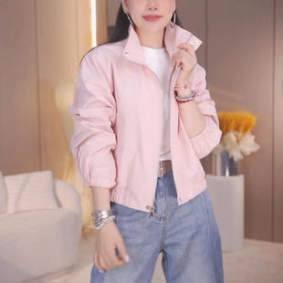 春秋季欧若风休闲女士冲锋衣外套小个子百搭洋气纯色夹克