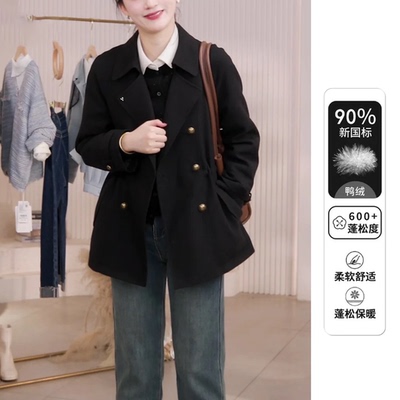 冬季新款羽绒服翻领毛呢女宽松