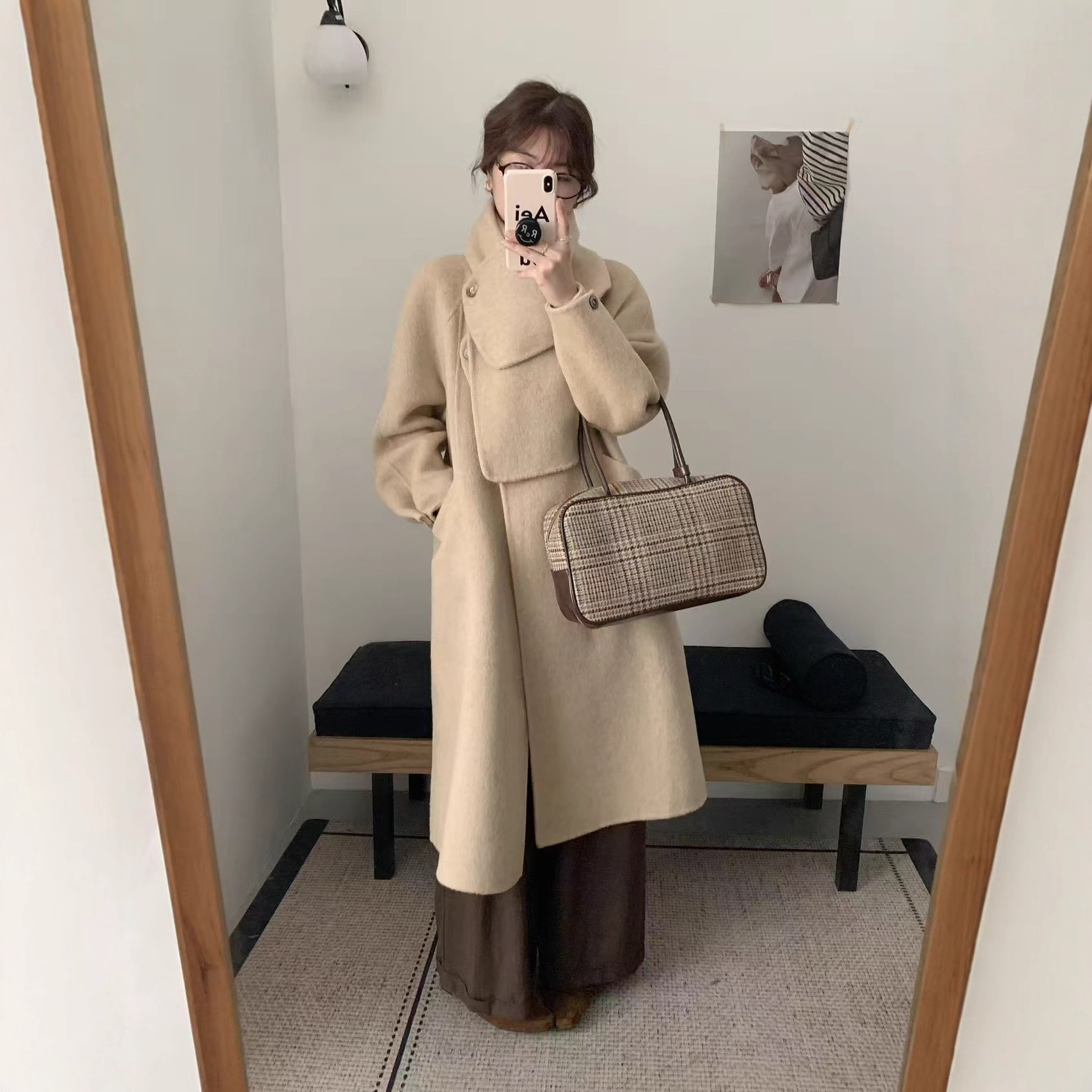 可拆卸围巾2025年冬款高级长毛气质韩系羊毛双面羊毛宽松加后厚女